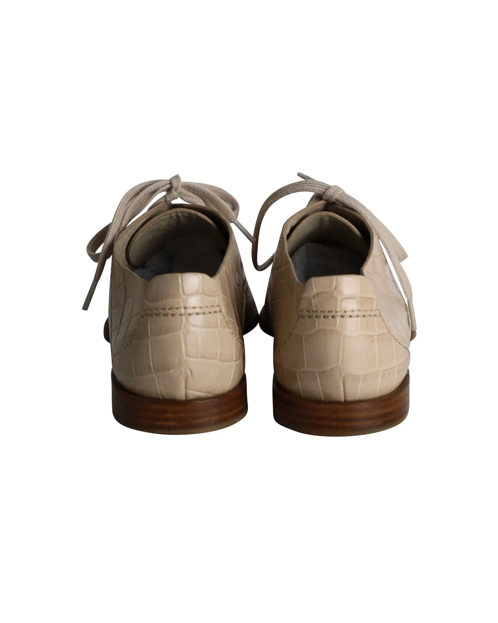 Alexander Wang Ingrid Croc-Embossed Oxfords in Beige Calfskin Leather