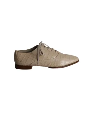 Alexander Wang Ingrid Croc-Embossed Oxfords in Beige Calfskin Leather