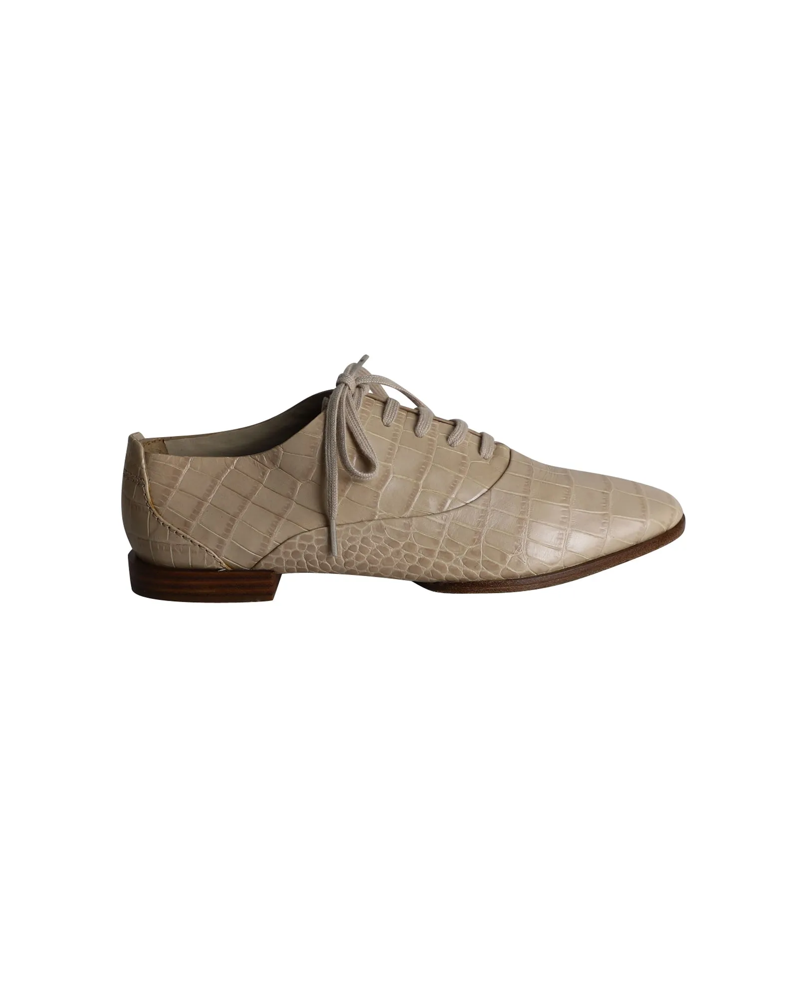 Alexander Wang Ingrid Croc-Embossed Oxfords in Beige Calfskin Leather
