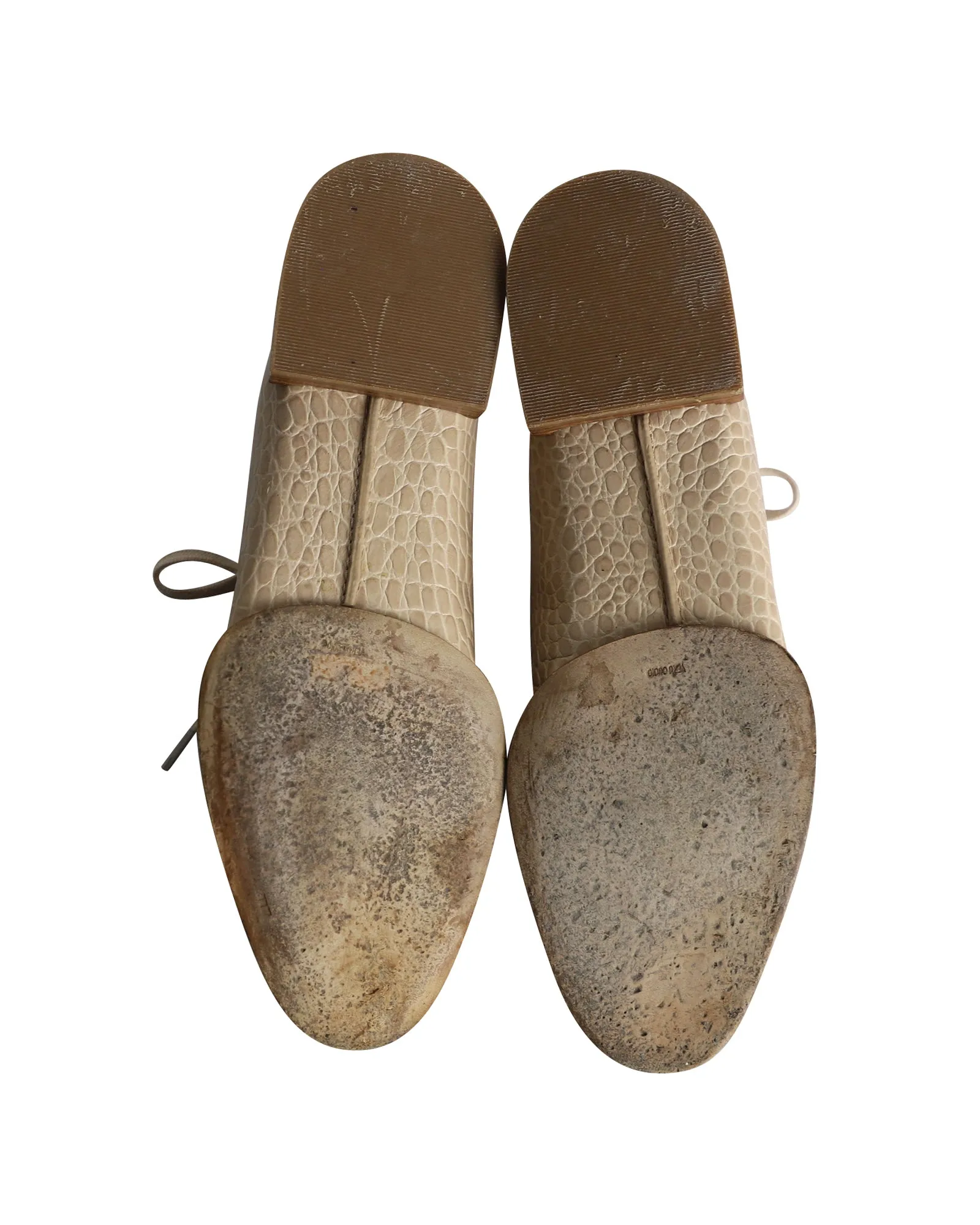 Alexander Wang Ingrid Croc-Embossed Oxfords in Beige Calfskin Leather
