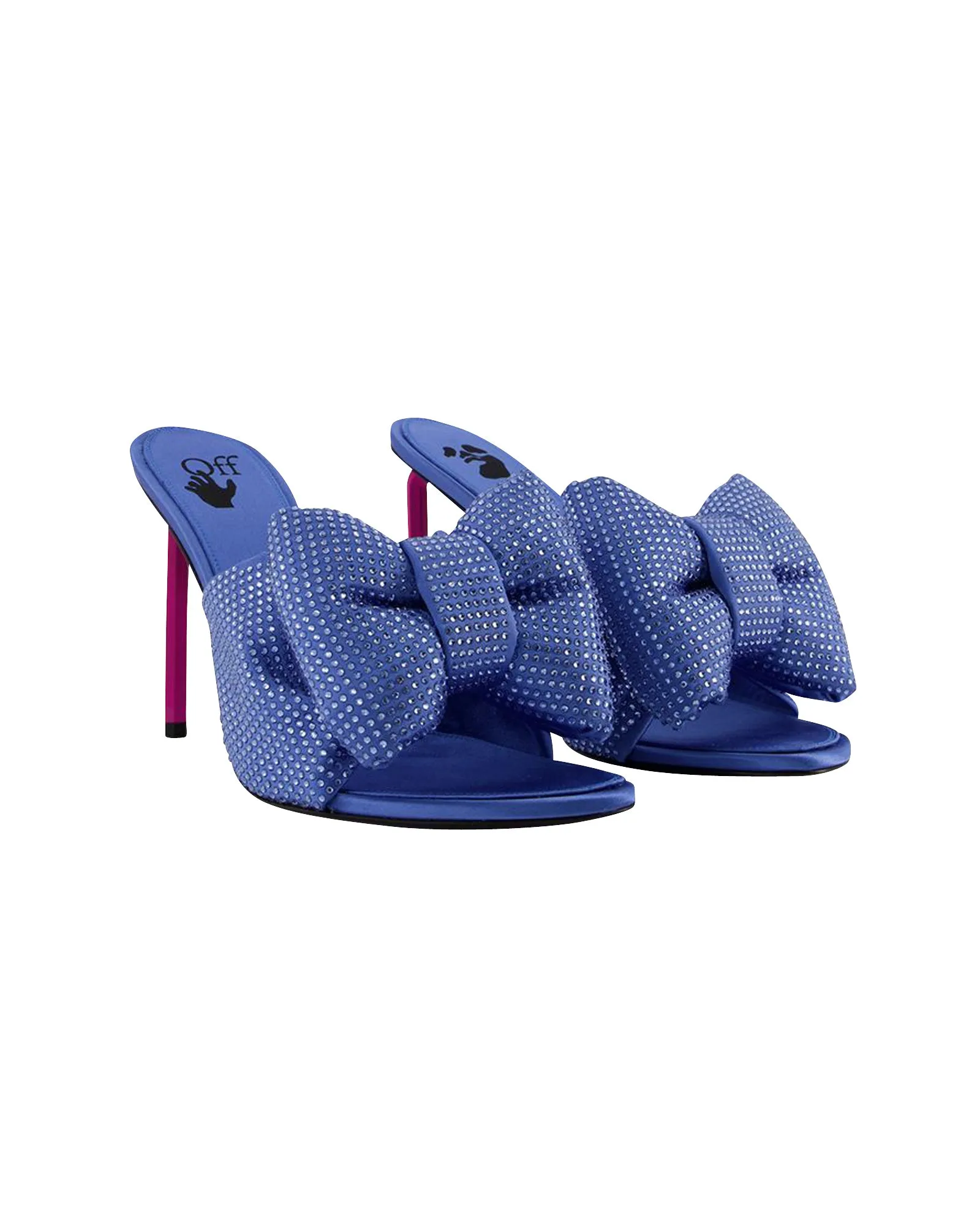 Allen Bow Strass Pop Mules in Blue/Pink