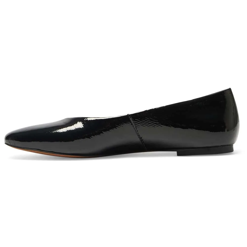Amanda Flat in Black Patent