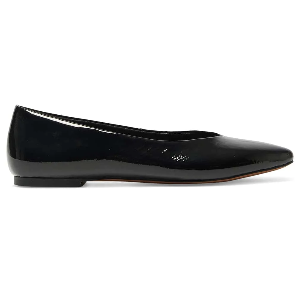 Amanda Flat in Black Patent