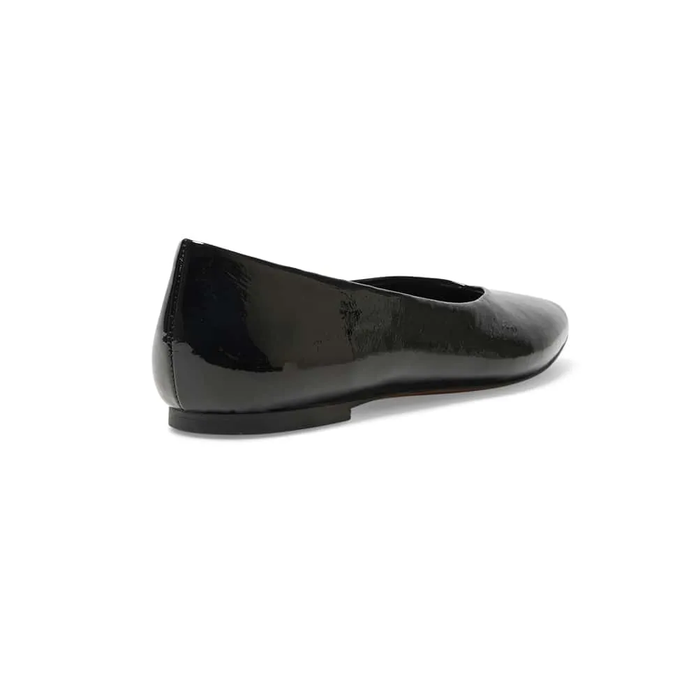 Amanda Flat in Black Patent