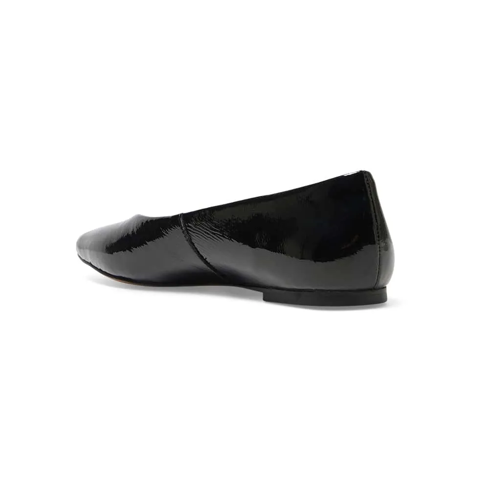 Amanda Flat in Black Patent