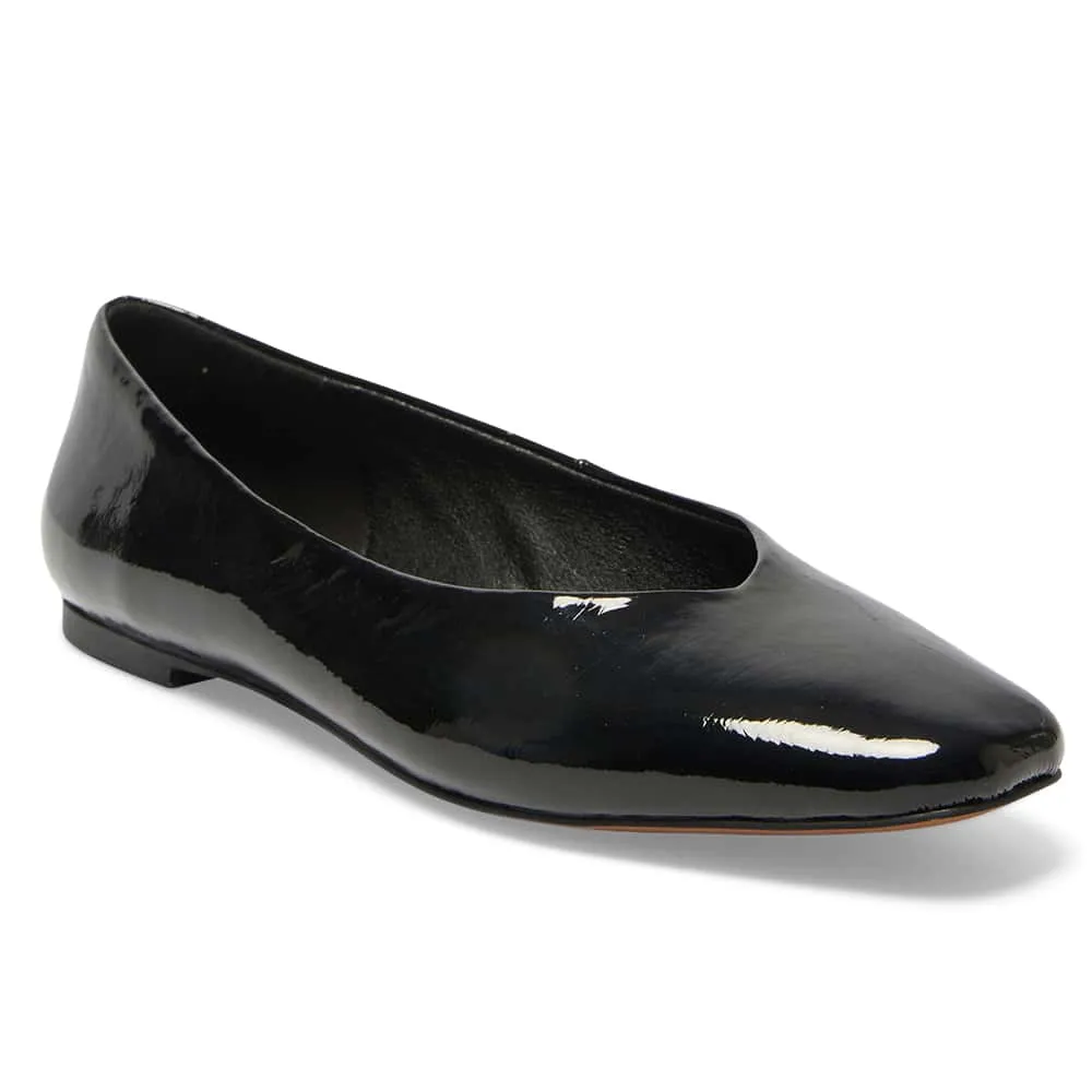 Amanda Flat in Black Patent