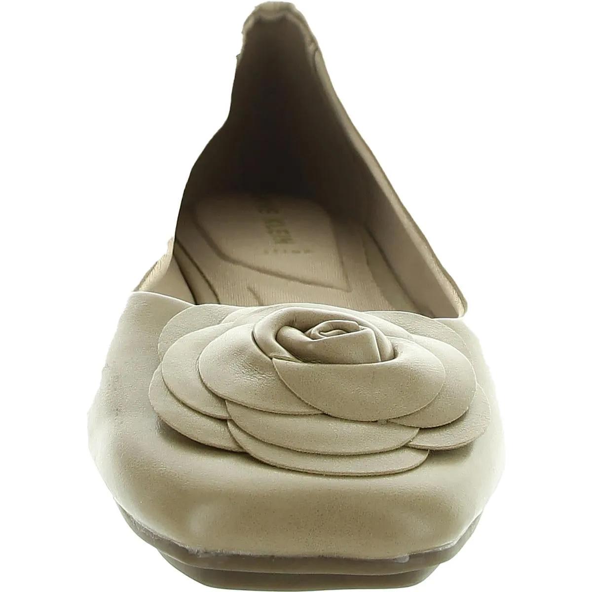 Anastatsia Womens Rosette Faux Leather Ballet Flats