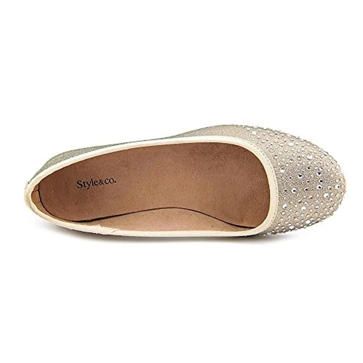 Angelynn Womens Metallic Embellished Ballet Flats