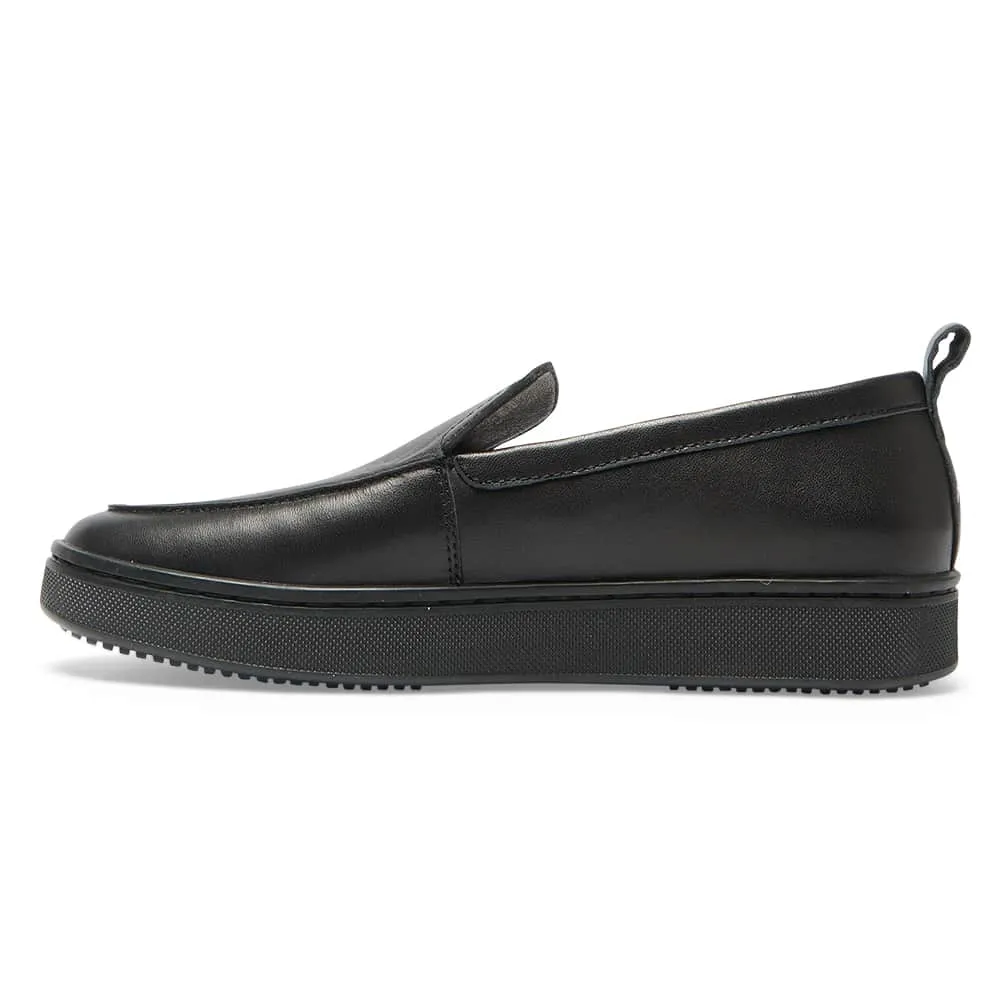 Angus Loafer in Black On Black Leather