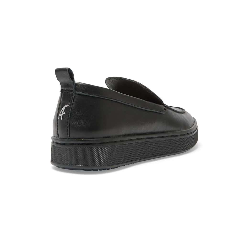 Angus Loafer in Black On Black Leather