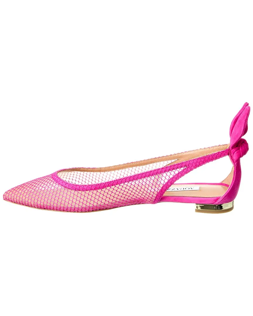 Aquazzura Bow Tie Mesh & Suede Ballet Flat