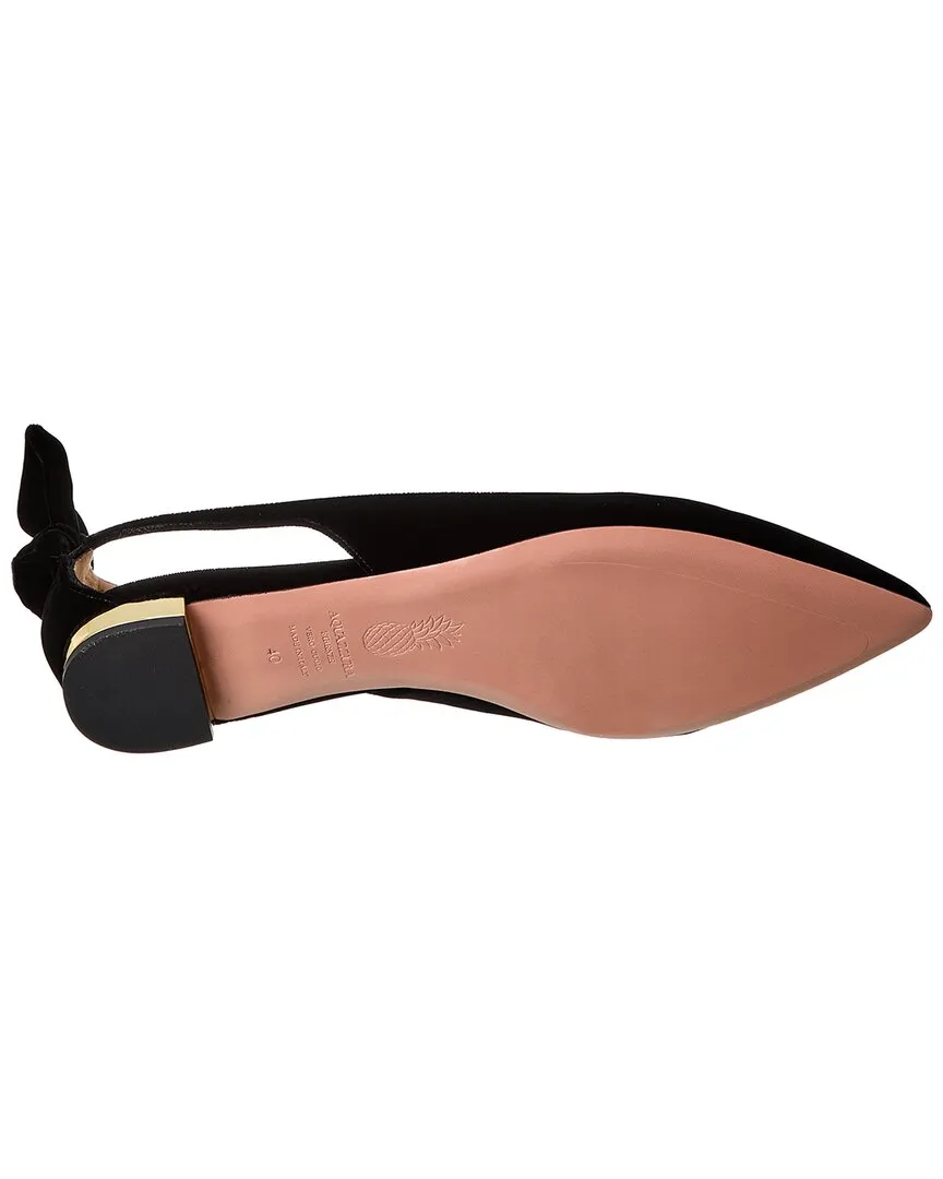 Aquazzura Bow Tie Velvet Slingback Flat