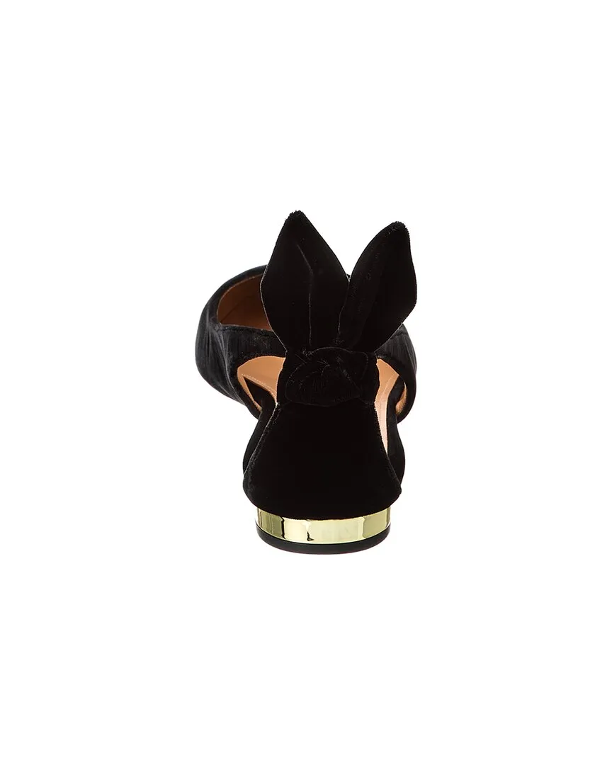 Aquazzura Bow Tie Velvet Slingback Flat