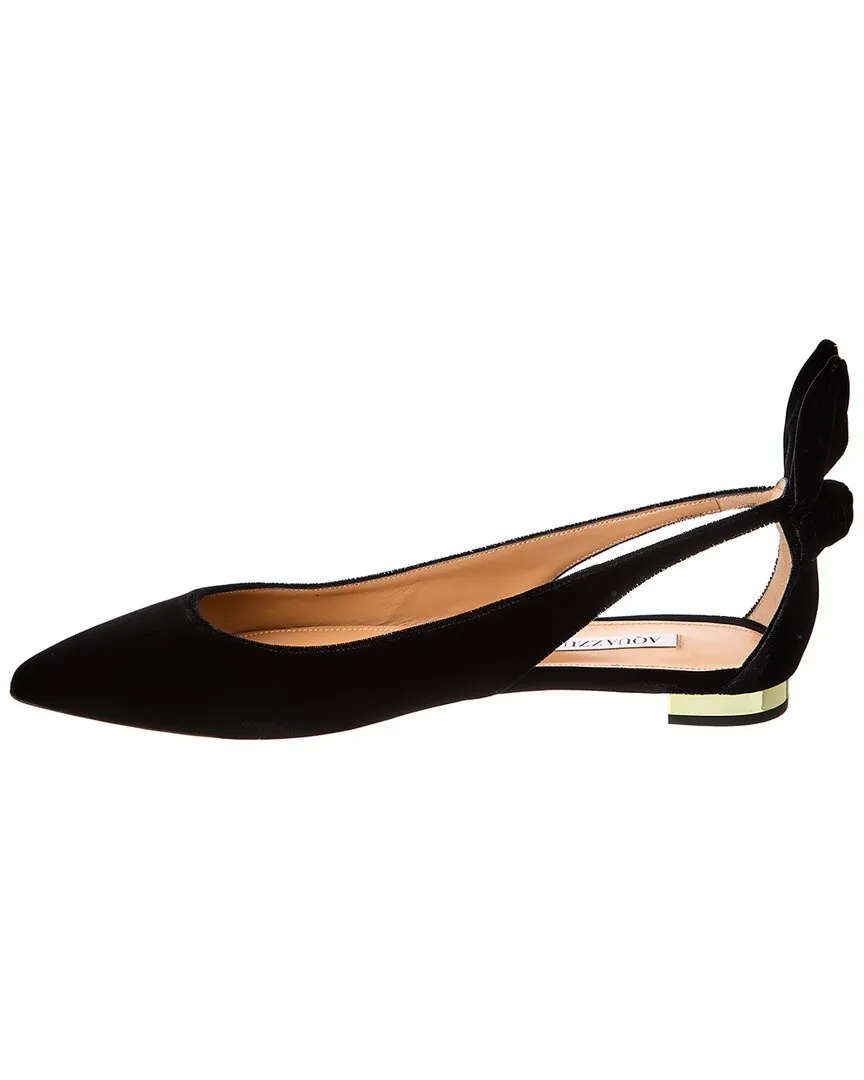 Aquazzura Bow Tie Velvet Slingback Flat