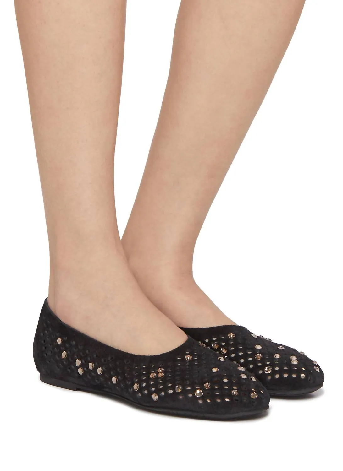 Ariane Suede Ballerina Flat In Black Castro