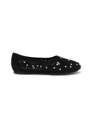 Ariane Suede Ballerina Flat In Black Castro