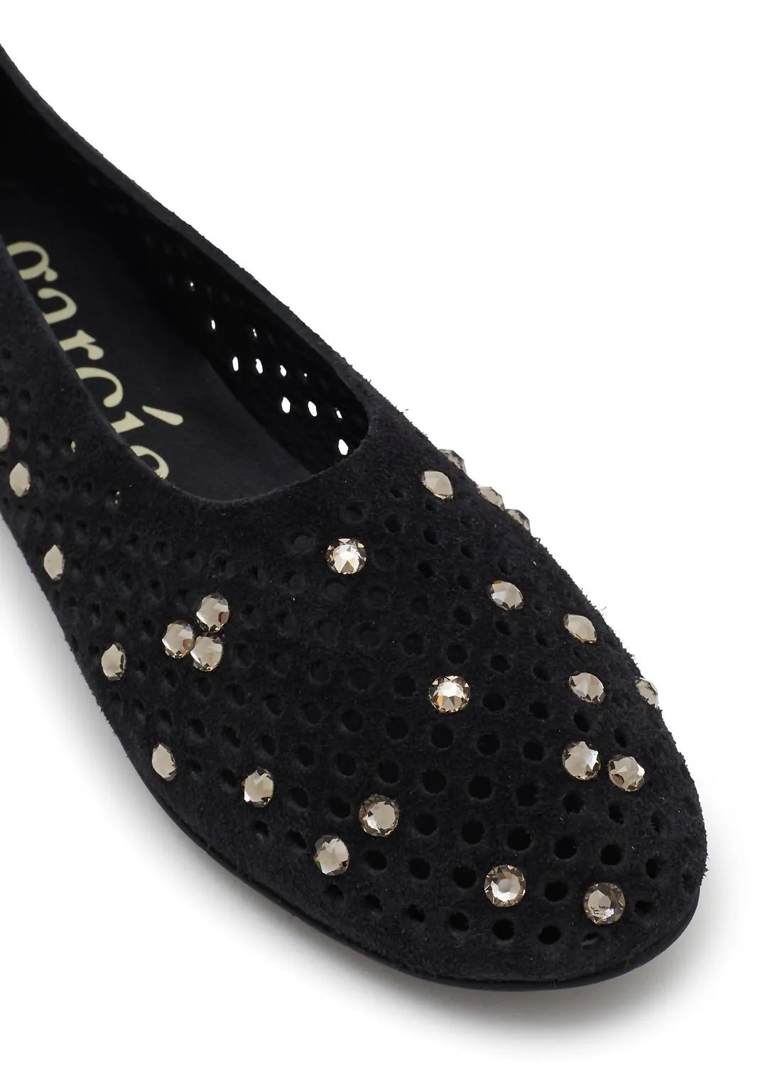 Ariane Suede Ballerina Flat In Black Castro