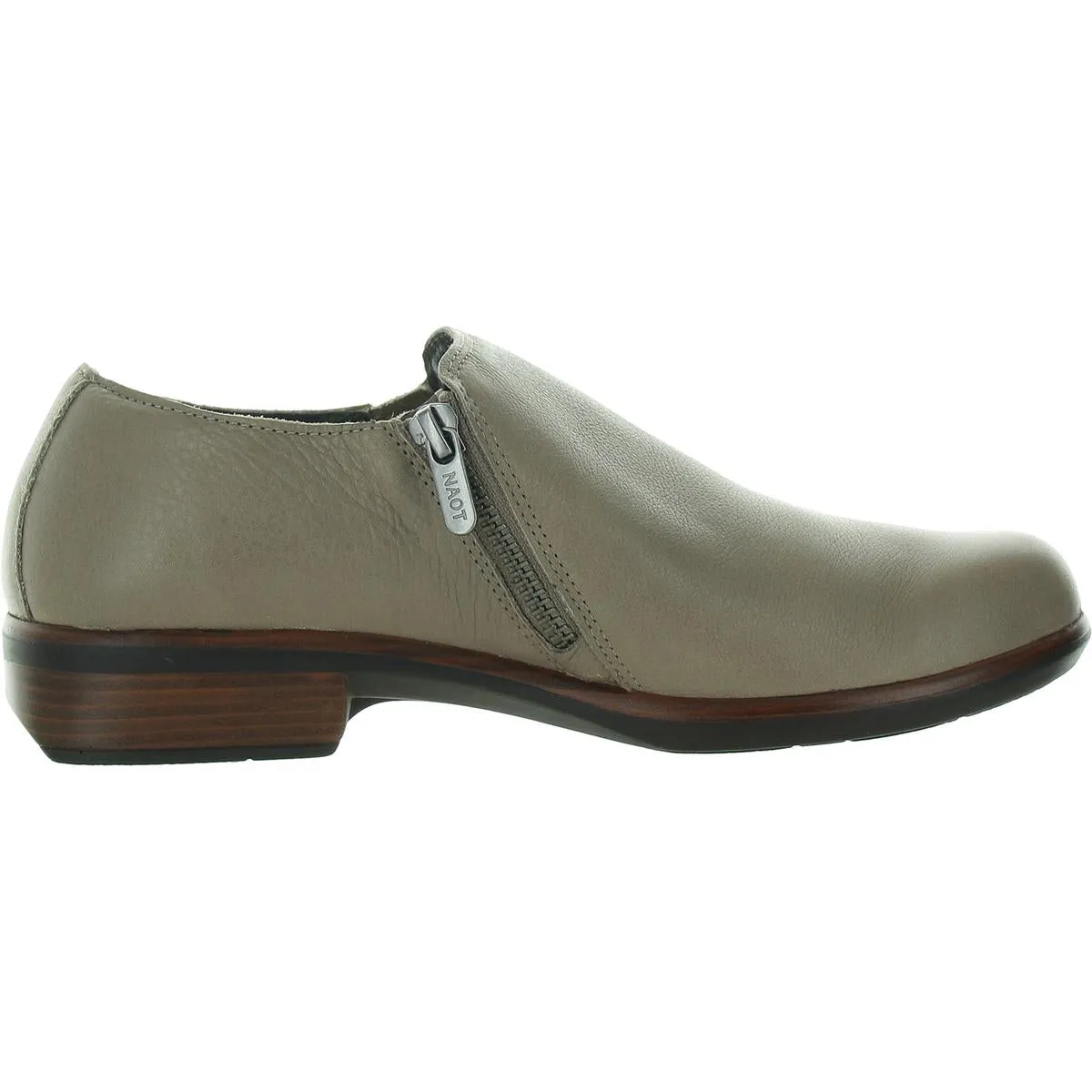 Autan Womens Double Zipper Leather Loafers
