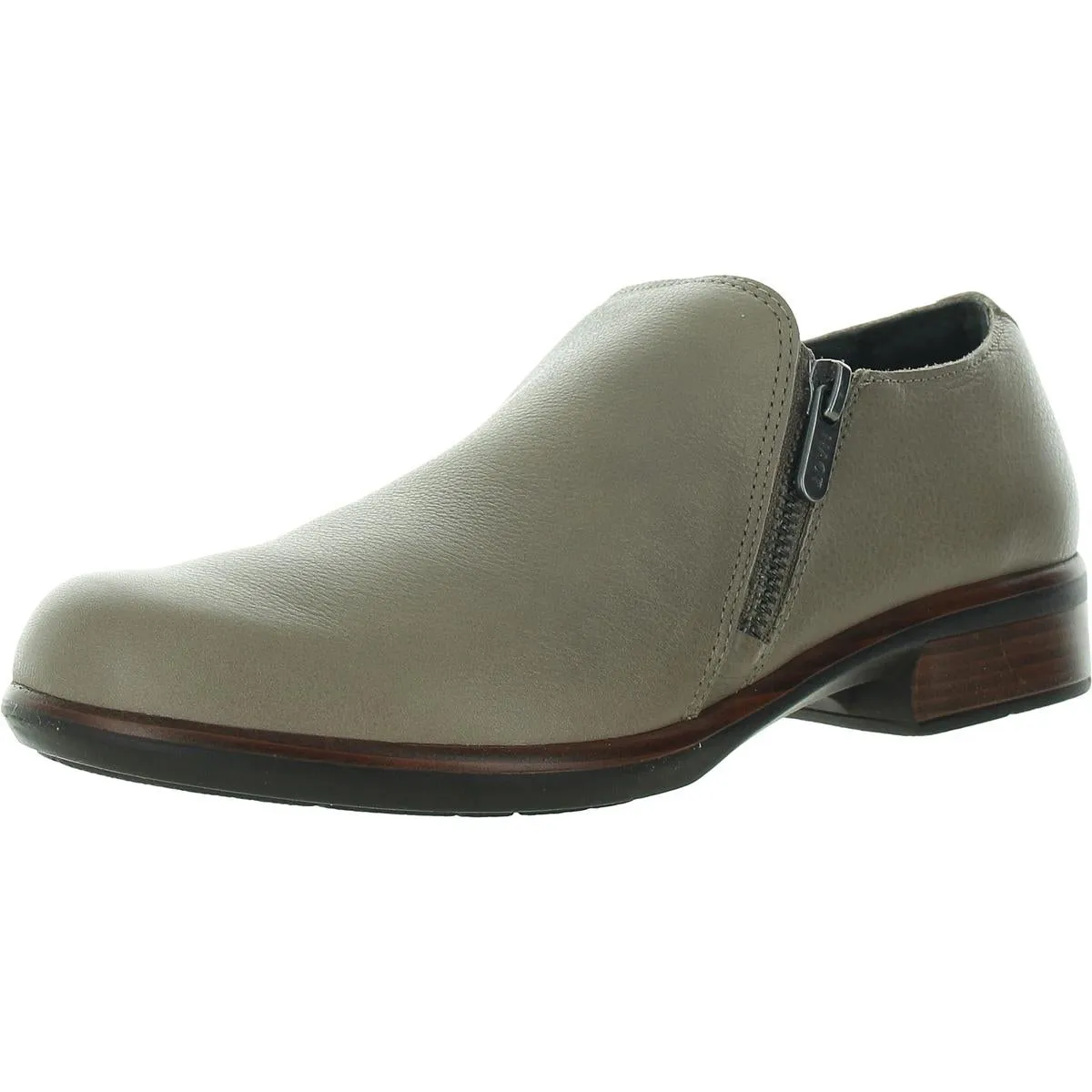 Autan Womens Double Zipper Leather Loafers