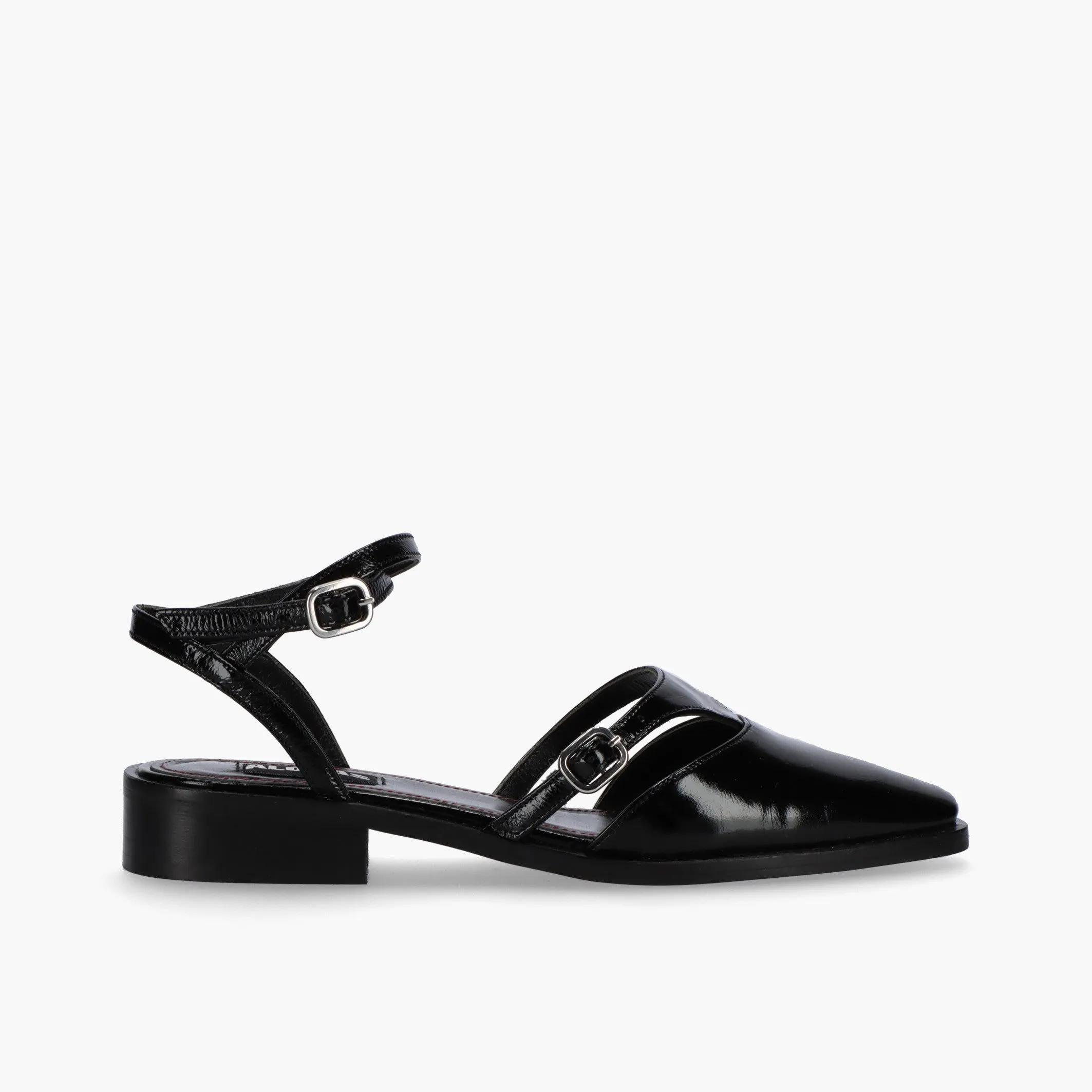 Aveline Black Leather Ballet Flats