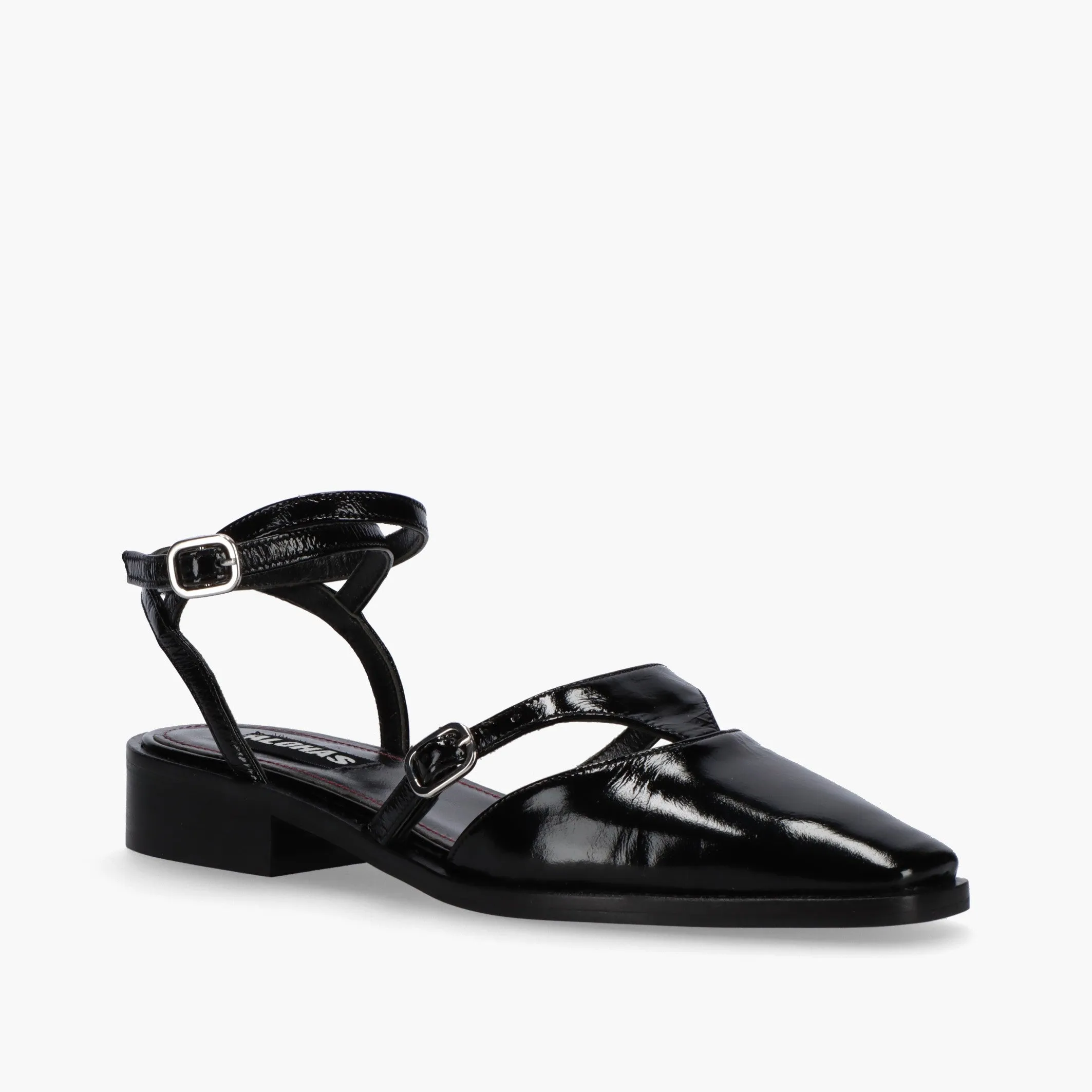 Aveline Black Leather Ballet Flats