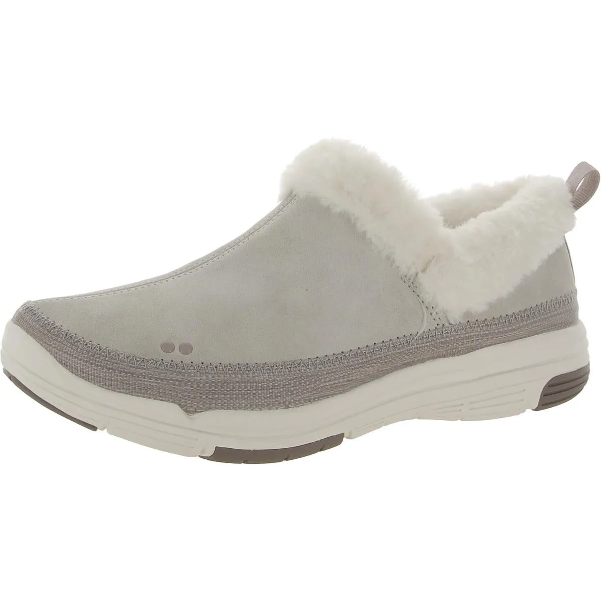 Awaken Womens Suede Faux Fur Slip-On Sneakers