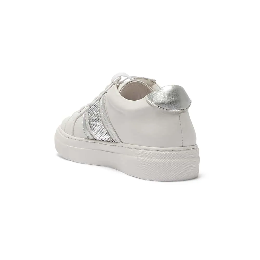 Bellevue Sneaker in White And Silver Leather