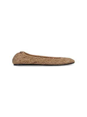 Belna" Crochet Ballerinas  Gold