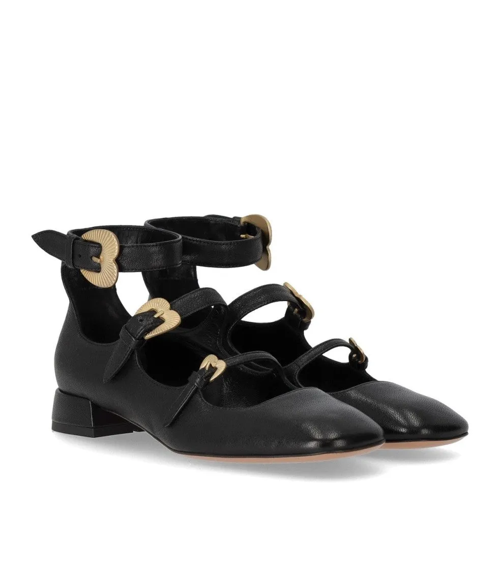 Black Ballet Flat With Straps