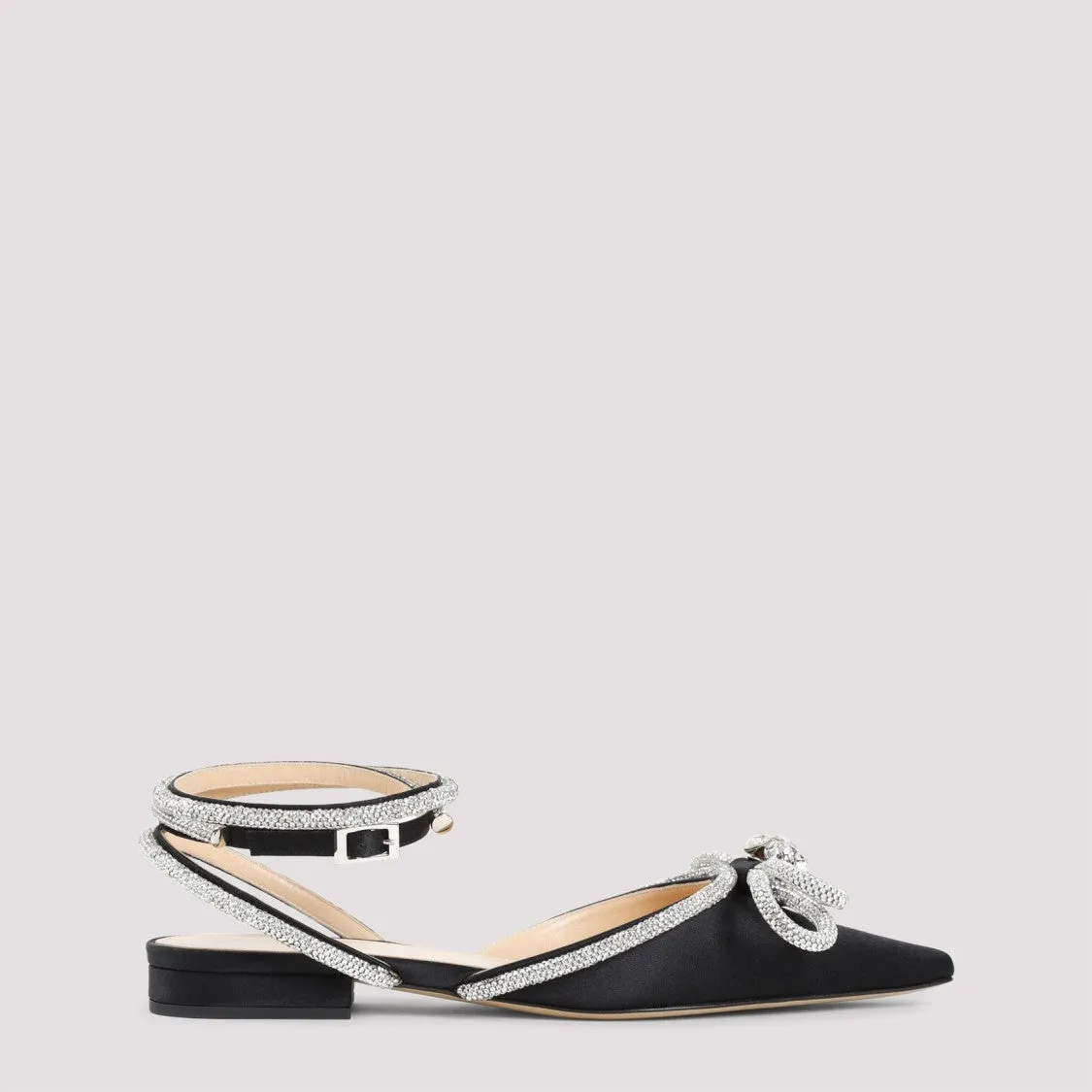 Black Double Bow Silk Ballerinas