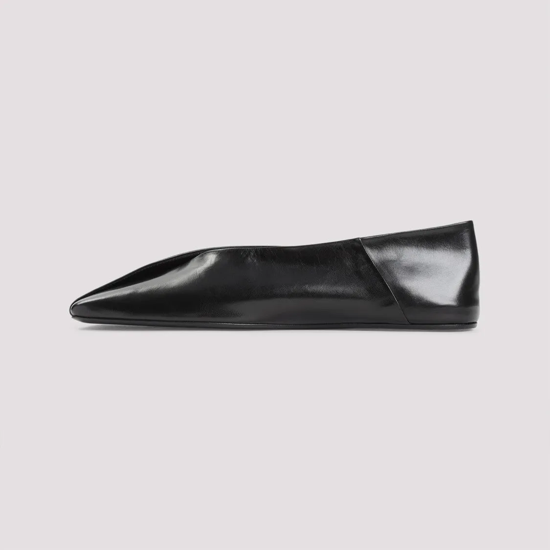 Black Goat Leather Ballerina