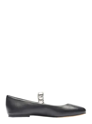 Black Nappa Leather Ballet Flats
