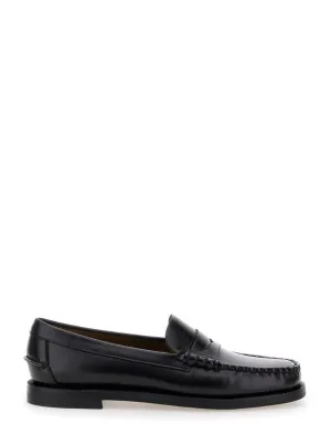Black Pull-On Loafers In Leather