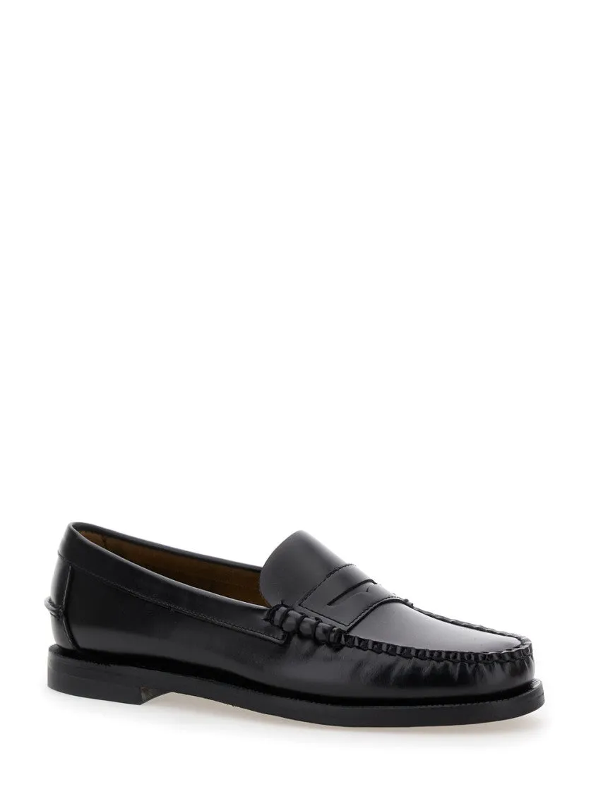 Black Pull-On Loafers In Leather