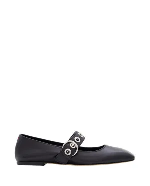 Black Uma Eyelet Nappa Leather Ballet Shoes