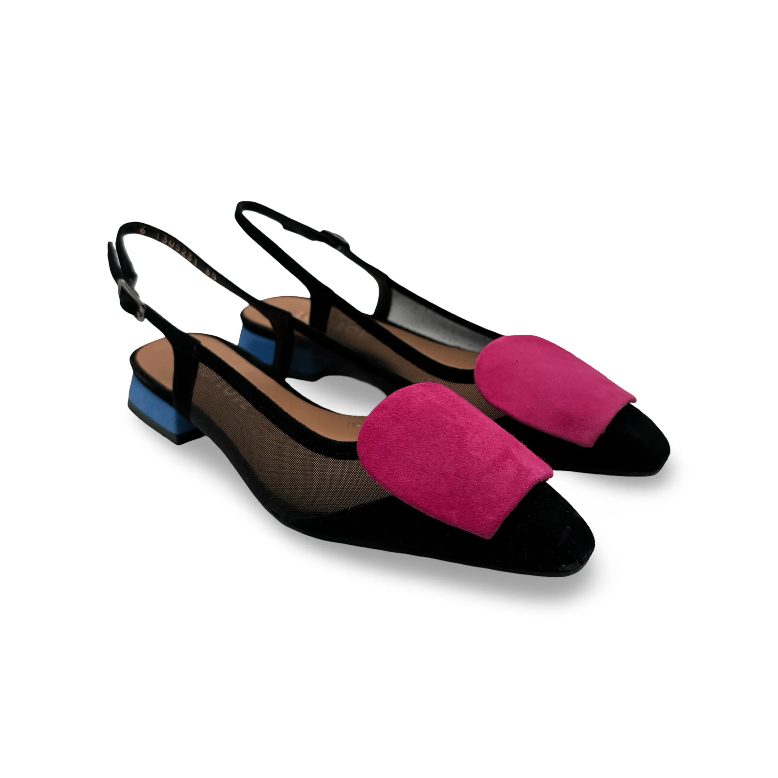 BRO5264 Black Multi Slingback Flat