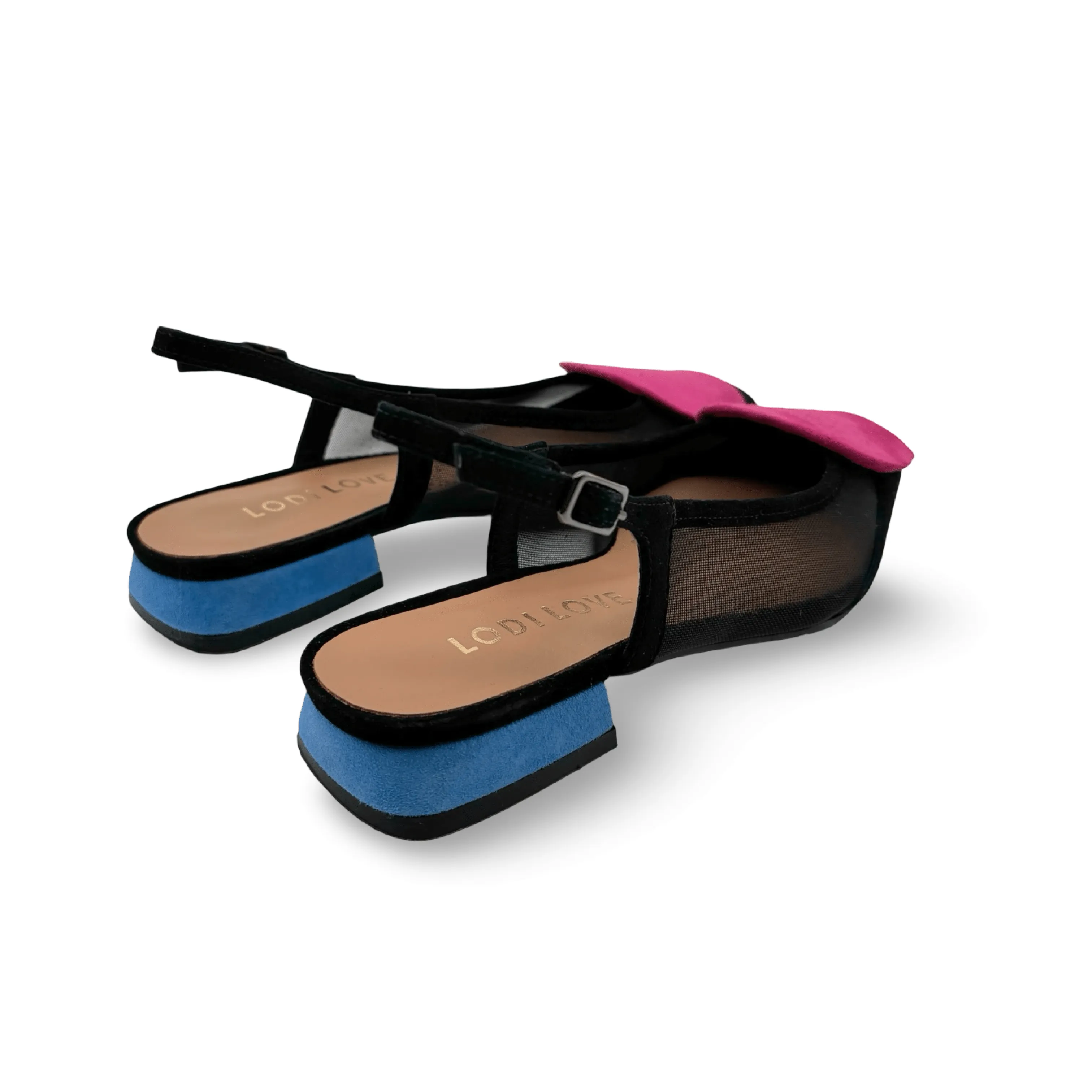 BRO5264 Black Multi Slingback Flat
