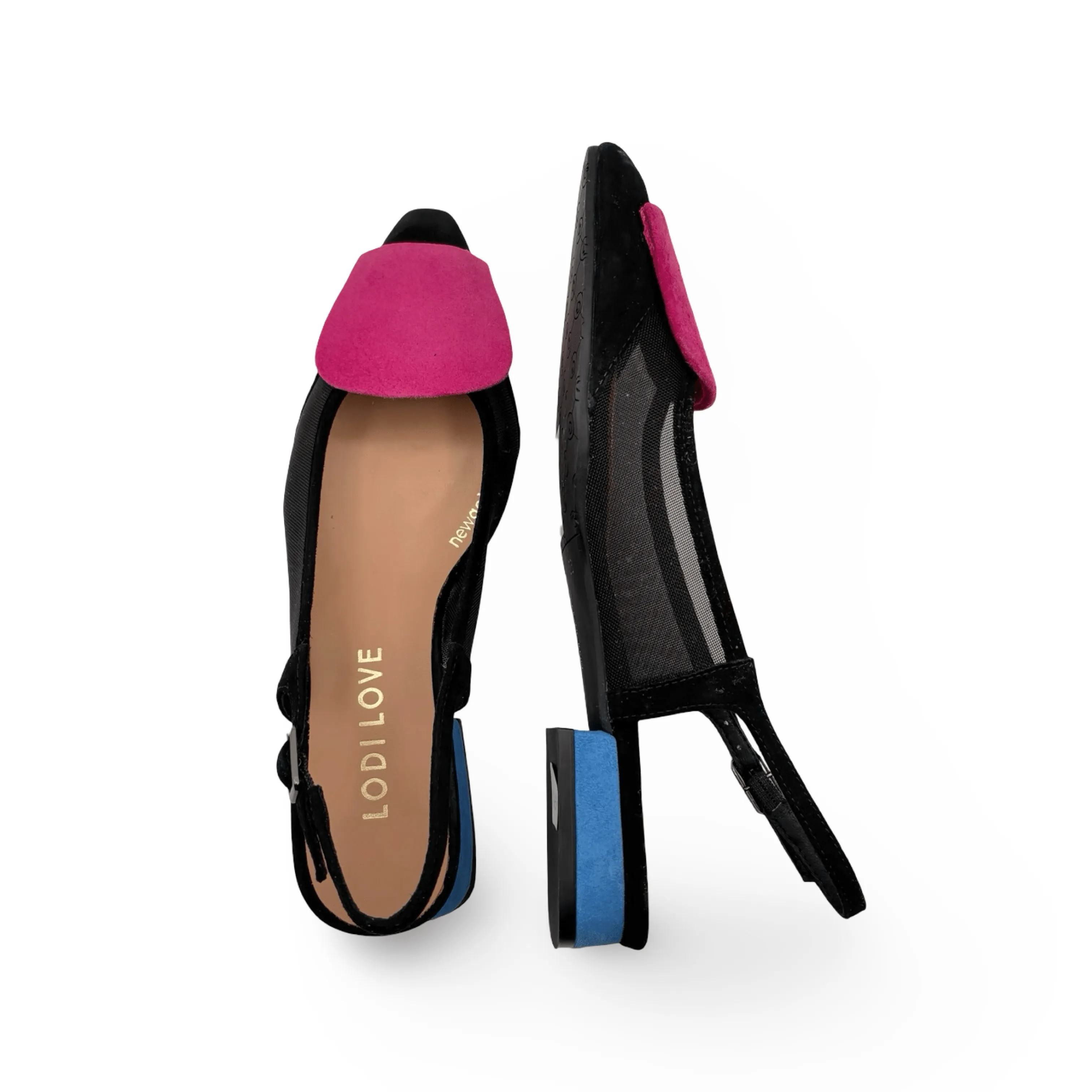 BRO5264 Black Multi Slingback Flat