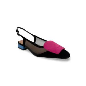 BRO5264 Black Multi Slingback Flat