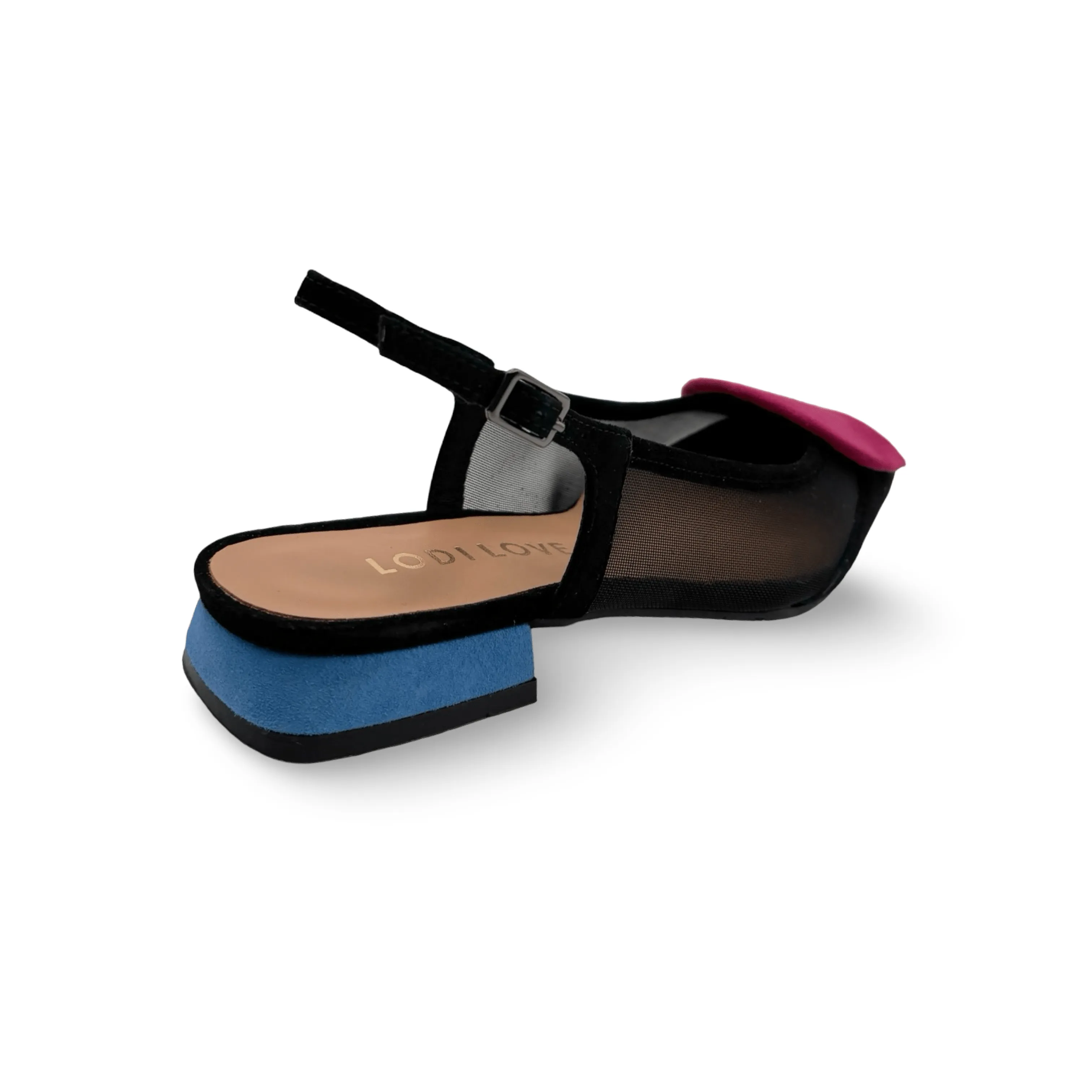 BRO5264 Black Multi Slingback Flat