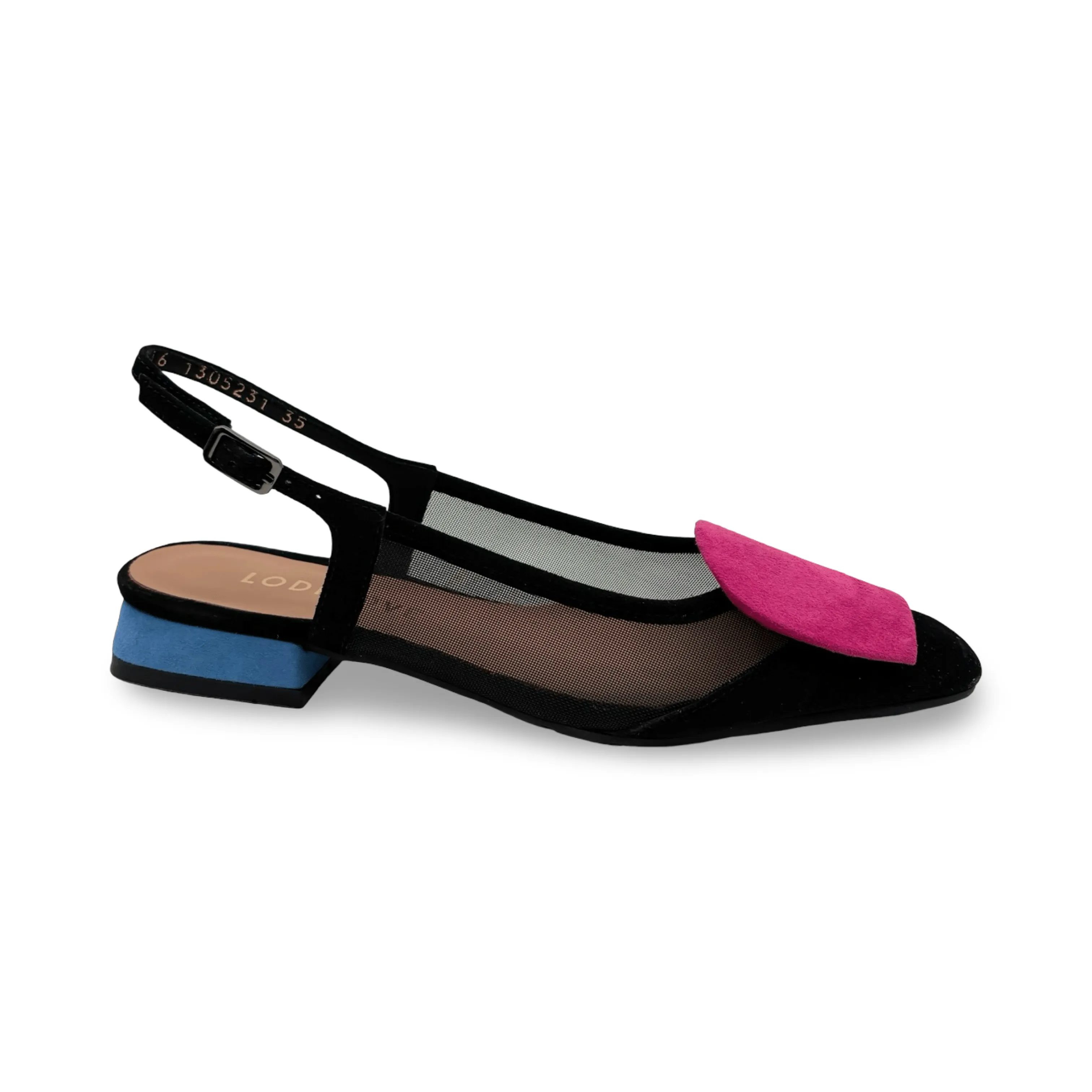 BRO5264 Black Multi Slingback Flat