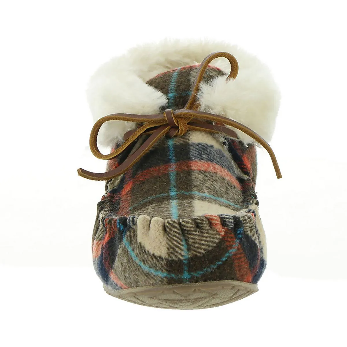 Cabin Bootie Womens Plaid Faux Fur Lined Moccasins