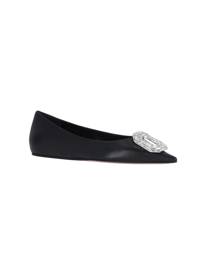 Camelia Ballerinas In Black Hammered Leather