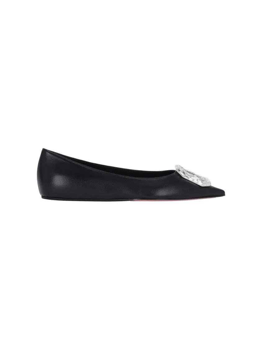 Camelia Ballerinas In Black Hammered Leather