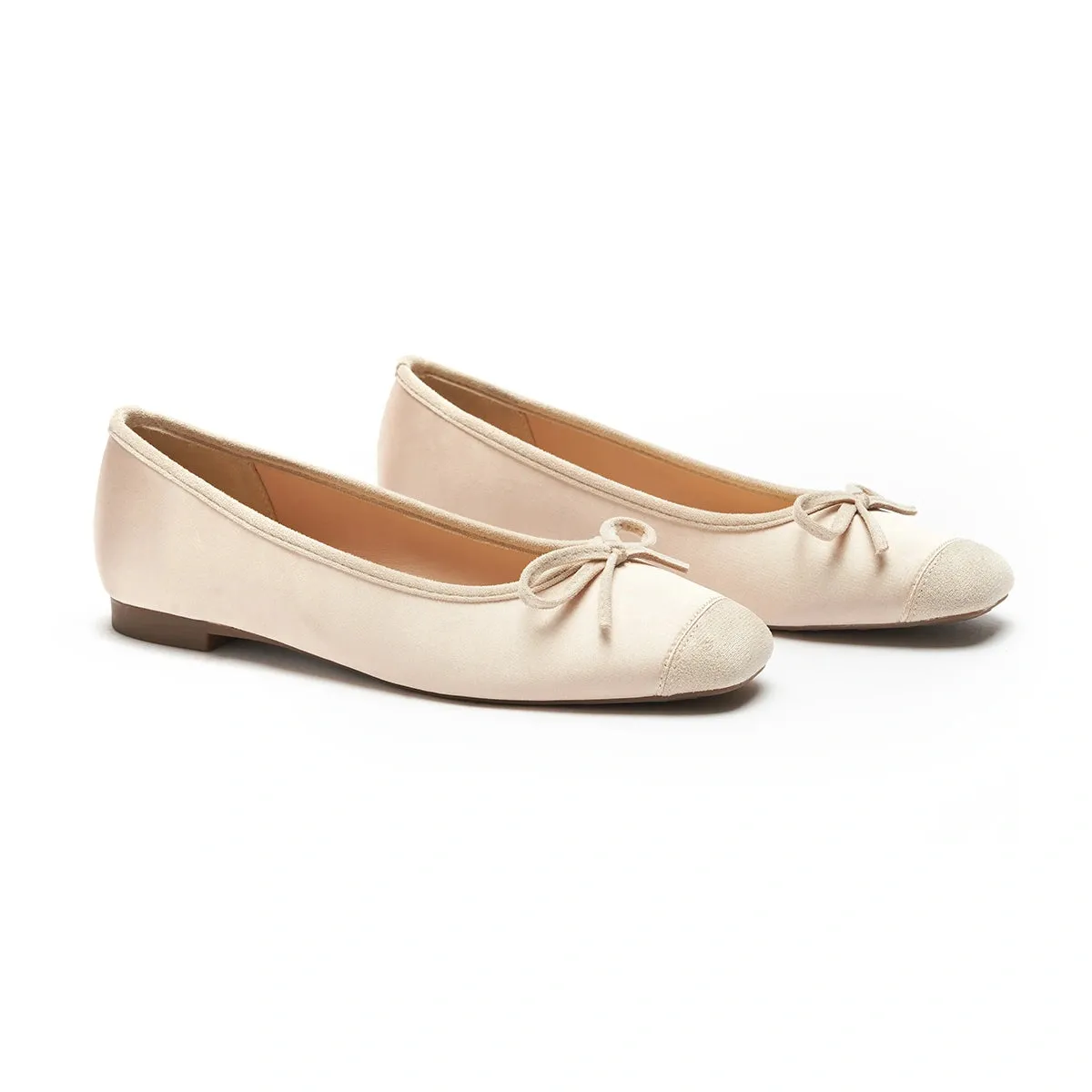 Cap-Toe Silk Ballet Flats (Elena)
