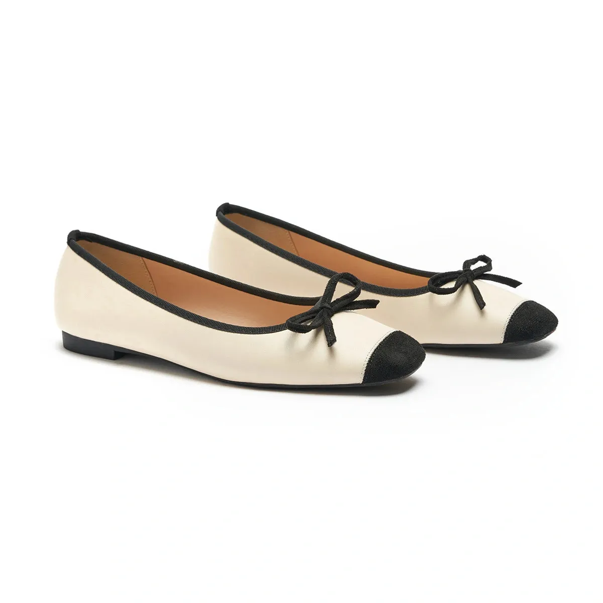 Cap-Toe Silk Ballet Flats (Elena)