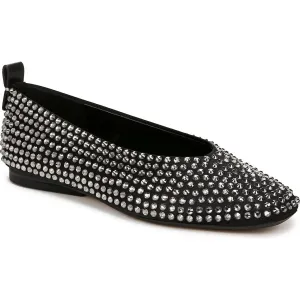 Carla Sparkle Womens Jeweled Satin Ballet Flats