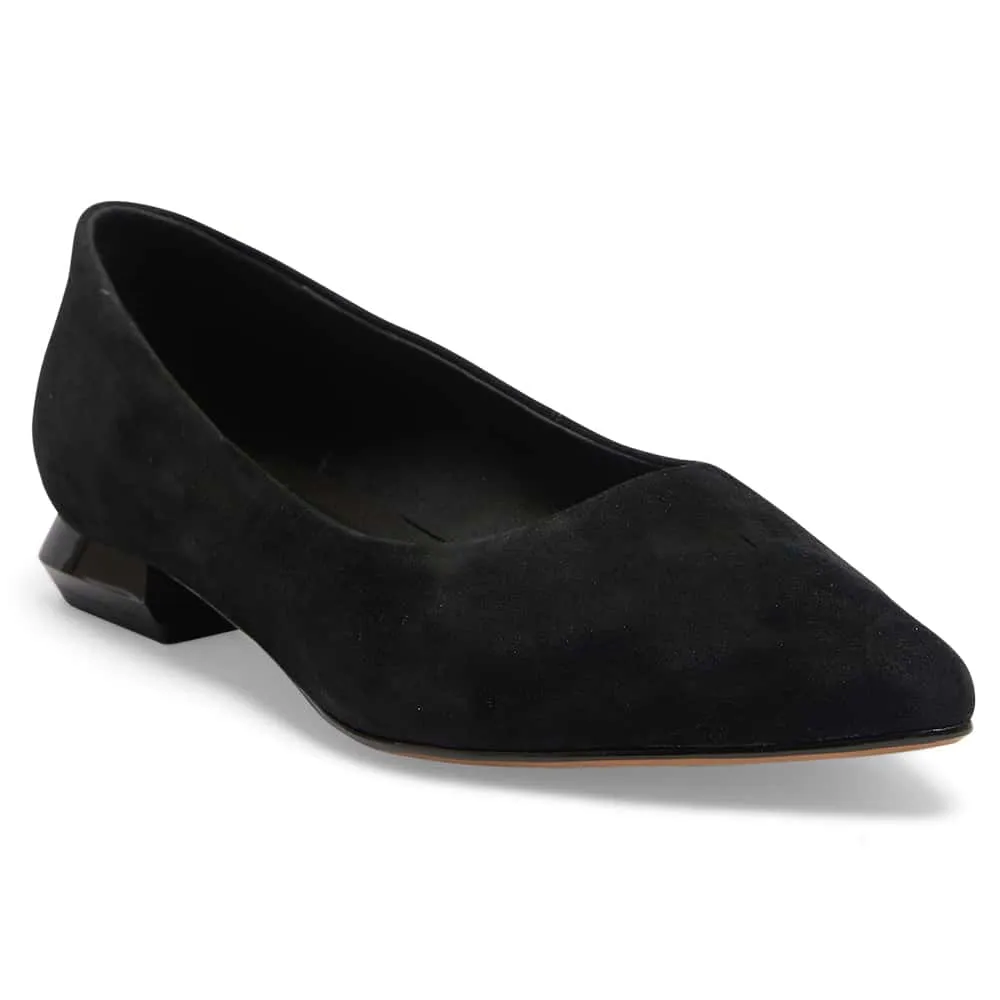 Cassie Flat in Black Suede