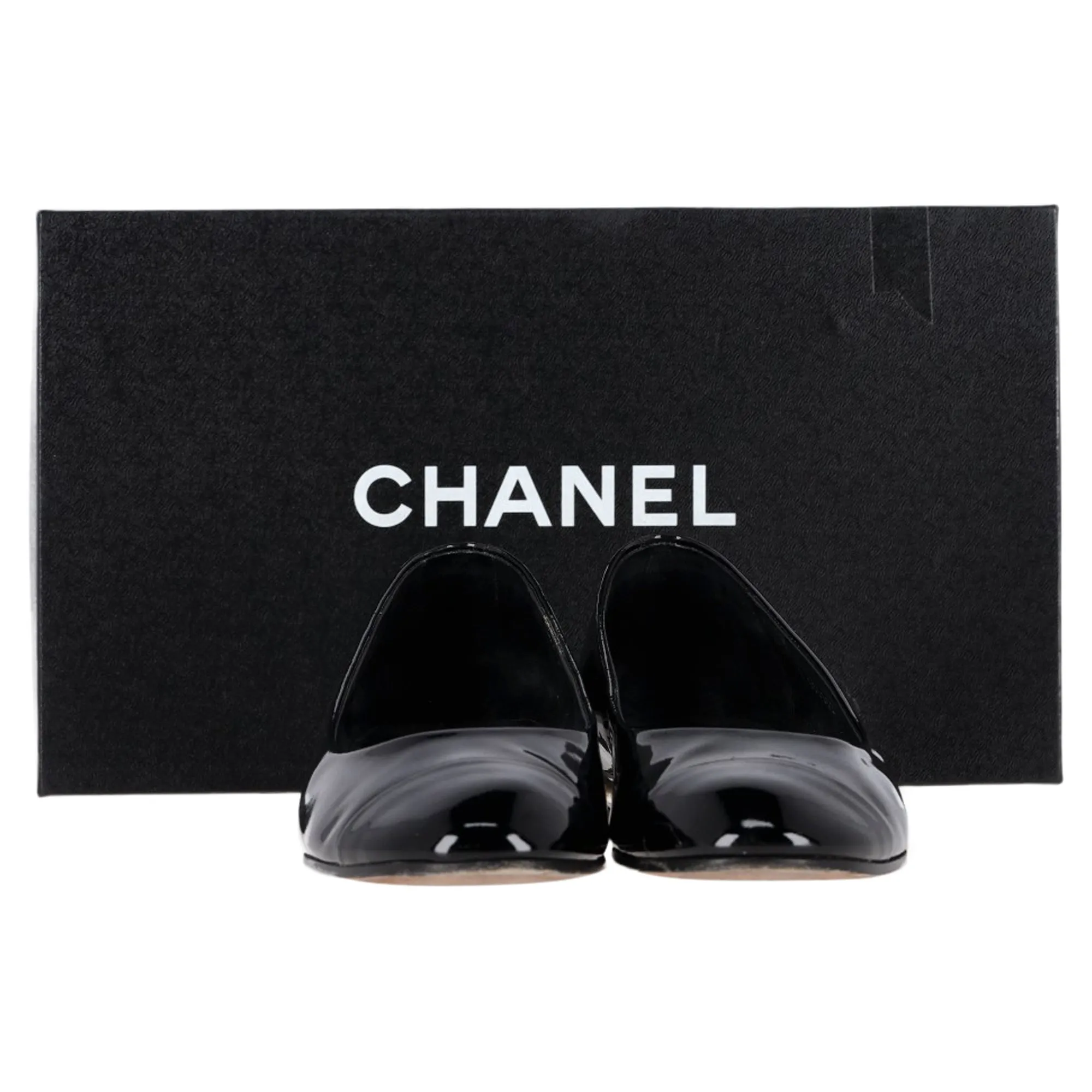 Chanel CC Pearl-Embellished Ballet Flats in Black Leather