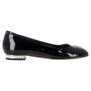 Chanel CC Pearl-Embellished Ballet Flats in Black Leather